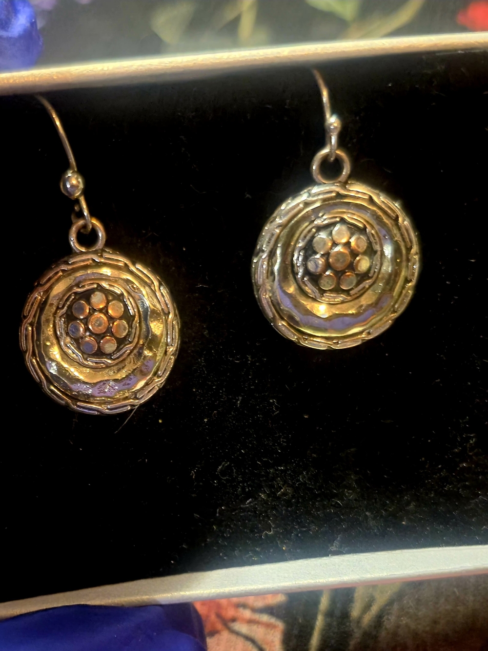 Gold-Tone Floral Medallion Drop Earrings